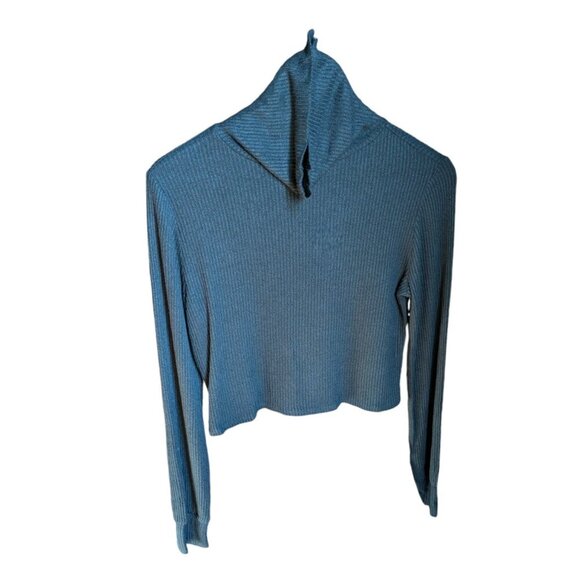 Garage Forest Green Turtleneck Ribbed Short Sweater Women Size Medium - Picture 4 of 11